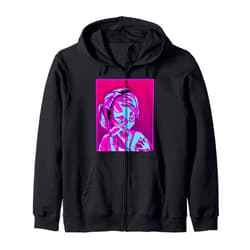 Anime Fans Bekleidungsclub 80s Vaporware Background Kawaii Anime Girl Costume Gift Zip Hoodie