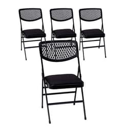 Cosco Products COSCO Ultra Comfort Commercial Fabric and Resin Mesh, Gray, 4-Pack Folding Chair, 4 Pack, Black