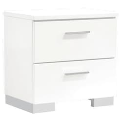 Coaster Home Furnishings Contemporary Felicity 2 Drawer Nightstand Bedside Table No Assembly White High Gloss 203502