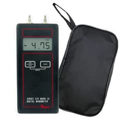 Dwyer 475-0-FM Digital Manometer + Soft Carry Case. Fast, Accurate Positive, Negative, Differential Pressure Readings. Range 0-10.00 inch w.c. Intrinsically Safe. Air or Natural Gas. Large LCD.