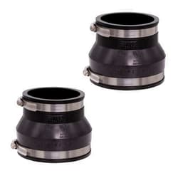 Fernco 1056-43 4-in.x 3-in. PVC Flexible Reducer Pipe Coupling for Cast Iron and Plastic Plumbing Connections, 2-Pack