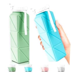COCTN Collapsible Travel Water Bottles, Food Grade BPA Free Silicone Foldable Water Bottle, Leakproof Portable Expandable Water Bottles for Traveling, Camping, Hiking, Cycling & Sports Outdoor 620ml(2 Pack)