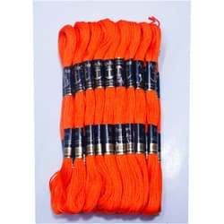 Bhavya Enterprises Anchor Cross Stich/Long Stich Embroidery Cotton Threads, Pack of 10, 8 Mt Each Skeins (Orange)