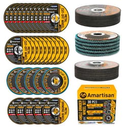AMARTISAN 30-Pack Angle Grinder Wheels & Flap Discs 4-1/2