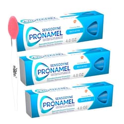 Moofin Pronamel Multi-Action Toothpaste 3-Pack, 4oz Tubes – Advanced Enamel Protection & Sensitivity Relief With Cleansing Mint Flavor, With Bundle Of Nose Cleaning Brush [Pack Of 3]