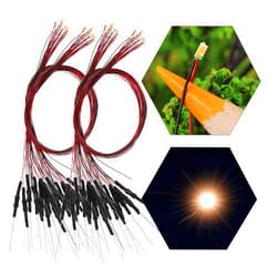 Evemodel 40pcs Prewired 0603 Warm White SMD LED Light Emitting Diode 12V Pre-soldered Micro Litz Wired Leads Wire Length 7.8inch (20cm) for DIY Manual Model Decoration L0603WM-40-NUS