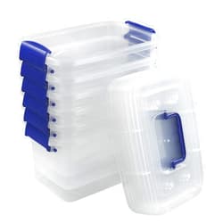 Nesmilers Small Plastic Storage Box with Lid, Clear Storage Box, Set of 6