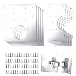 Yaocom 10 Pcs Cabinet Hinge Repair Plate Stainless Steel Hinge Repair Kit Cabinet Door Hinge Repair Plate Kit Hinge Fixing Plate Bracket Kit Hinge Repair Kit Repair Replacement Kit with Screws