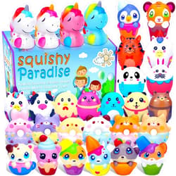 POKONBOY 30 Pack Kawaii Squishies Squishy Toys, Animals Squishies Cute Unicorn Donuts Slow Rising Creamy Scent Stress Relief Squishies Pack Party Favors Decorative with Key Chain