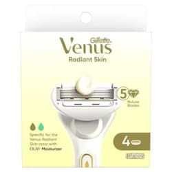 Gillette Venus Radiant Skin Women razor blade refills, 4ct 4 Cartridge Refills