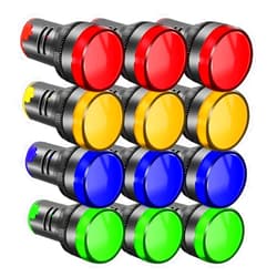 Gebildet 12pcs AC 110V 22mm LED Power Indicator, LED Pilot Signal Light Panel Indicator(Red Yellow/Blue/Green, Each Color 3pcs)