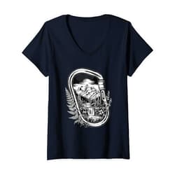 Enjoy the Adventure Vintage Outdoor Hiking Boots Womens Mountaineering Hiking Carabiner for a Hiker V-Neck T-Shirt