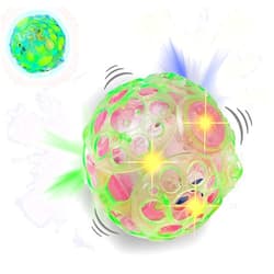 Haktoys Light Up Bouncing Ball, 4” Vibrating Crazy Fun Toy with Flashing Bright Lights, Music and Sound (Batteries Not Included, Colors May Vary)