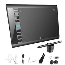 UGEE Graphics Drawing Tablet, UGEE M708 10 x 6 inch Large Drawing Tablet with 8 Hot Keys, Passive Stylus of 8192 Levels Pressure, UGEE M708 Graphics Tablet for Paint, Design, Art Creation Sketch Black