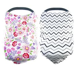 Synrroe 2 Pack Baby Car Seat Cover Soft Stretchy Nursing Cover, Sun Protection for Babies, Stroller Canopy, Breathable Infant Car Seat Canopy