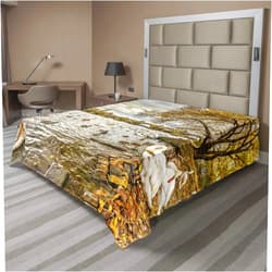 Ambesonne Landscape Flat Sheet, Prague Charles Bridge Old Town Czech Republic Riverside Scenic View with Swans, Soft and Comfortable Top Sheet Decorative Bedding 1 Piece, Full Size, Multicolor