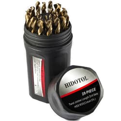 HIDOTOL Cobalt Drill Bit Set 29 PCS - M35 High Speed Steel Twist Jobber Drill Bits for Hardened Metal, Stainless Steel, Cast Iron, Plastic and Wood with Indexed Round Case,1/16