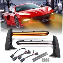 BILLFARO LED Grille Bezel Light Bars,Front Bumper Lower Flashing Daytime Running Lights Turn Signals Side Panels Sequential LED Grill Accent Light Assemblies for Corvette C8 Stingray Z51 2020-2023