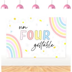 Kreat4joy Unforgettable 4th Birthday Girl Decorations Backdrop, 4 Year Old Birthday Decorations Backdrop Banner for 4th Birthday Decorations Girl Princess Photography Background