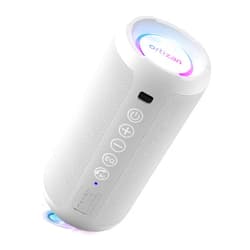 Ortizan Portable Bluetooth Speaker: IPX7 Waterproof, 24W Loud Sound, Deep Bass, Bluetooth 5.3, LED Lights, Wireless Stereo Pairing, 30H Playtime, for Home/Outdoor/Party/Beach, Birthday Gift (White)