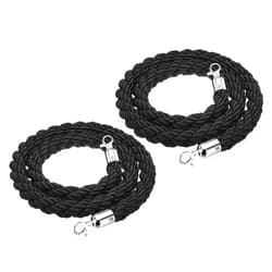 PATIKIL Stanchion Rope, 2 Pack 1.5m/5Ft Barrier Rope Twisted Post Ropes with Snap Hooks for Posts Stands Queue Divider Crowd Control of Hotel, Black Silver