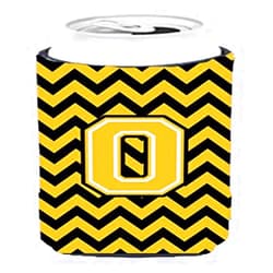 Caroline's Treasures CJ1053-OTBC Letter O Chevron Black and Gold Tall Boy Hugger Can Cooler Sleeve Hugger Machine Washable Drink Sleeve Hugger Collapsible Insulator Beverage Insulated Holder