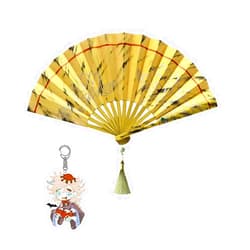 PPONE P1PSZ Douma Cosplay Fan with Douma Keychain Anime Costume Prop Folding Fan Pendant