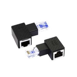 RIIEYOCA 90 Degree Ethernet Adapter,Left Angle RJ45 Male to Female Extension Cat6 LAN Network Connector,for Computers, Laptops, Routers(2-Pack)