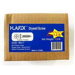 HLAFIX Fastener Drywall Screws #6x1” - Coarse Threaded Black Phosphate Screws, Pay 1.0LB Now GET 1.2LB