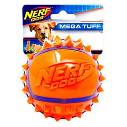 Nerf Dog 3.5 Inch Two-Tone TPR Spike Ball for Dogs, Orange/Blue, X-Small