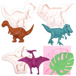 Ywzbomoldrm Dinosaur Silicone Fondant Molds 4 Pcs, Tropical Leaves Monstera Leafage Chocolate Mold forCake Decoration Candy Cupcake Topper Chocolate Baking Summer Party Polymer Clay Crafts