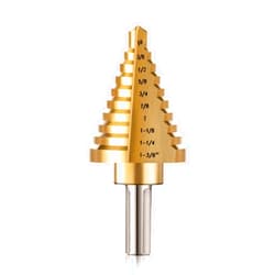 ZELCAN 10 Sizes Titanium Step Drill Bit, 1/4 to 1-3/8 Inches High Speed Steel Drill Cone Bits for Sheet Metal Hole Drilling Cutting, HSS Multi Size Hole Stepped Up Unibit for DIY Lovers Electrician