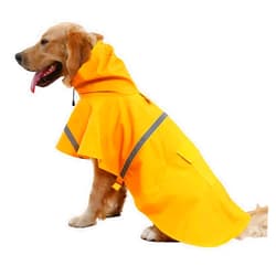 NACOCO Large Dog Raincoat Adjustable Pet Water Proof Clothes Lightweight Rain Jacket Poncho Hoodies with Strip Reflective (M, Yellow)