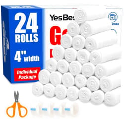 YesBes 24 Pack Gauze Rolls, 4 in x 4.1 Yards, Premium Gauze Wrap Roll for Wounds, Bandage Wrap Rolled Gauze, Mummy Wraps, Individually Wrapped