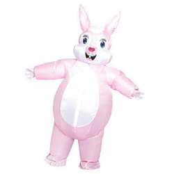 JYZCOS Blow-up Easter Bunny Costume Adult Inflatable Rabbit Costume Barney Full Mascot Halloween Easter (Pink)
