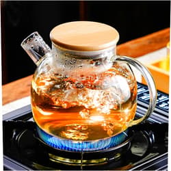 PARACITY Glass Teapot Stovetop 20 OZ/600ml, Borosilicate Clear Tea Kettle with Bamboo Lid, Glass Tea pot with Removable Filter Spout, Teapot Blooming and Loose Leaf Tea Maker Tea Brewer for Camping