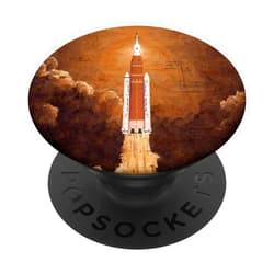 Space Launch Moon Landing Merch Artemis Launch SLS Moon Orbit Space Da Vinci PopSockets Swappable PopGrip