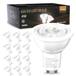 TJOY LED GU10 Light Bulbs 12 Pack, 5000K Daylight White GU10 Replacement for Recessed Track Lighting, 60W Equivalent, Non-Dimmable, 4W, 300LM LED Bulb for Kitchen, Range Hood