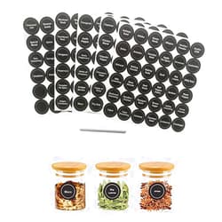 Seropy 180 Spice Jar Labels - Chalkboard Stickers, Preprinted and Blank - Round and Erasable for Spice Containers