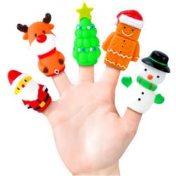 CALEST 5 Pcs Christmas Finger Puppets for Kids, Christmas Toys Finger Puppets with Moose, Santa Claus, Snowman, Christmas Tree, Gingerbread Man, Christmas Fidgets Santa Toy, Finger Puppets for Toddlers 3-5