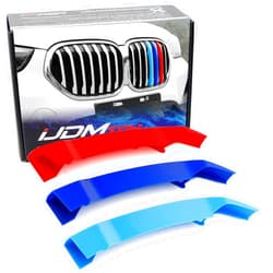 iJDMTOY Exact Fit 3pc Set Iconic Tri-Accent Grille Insert Decoration Trims Compatible with 2020-up F48 X1 LCI Model w/ 7-Beam Kidney Grills
