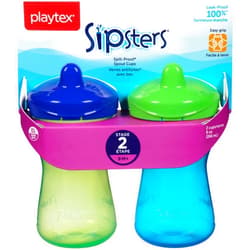 Playtex Baby Playtex Sipsters Stage 2 Spill-Proof, Leak-Proof, Break-Proof Spout Sippy Cups - 9 Ounce - 2 Count (Color May Vary)