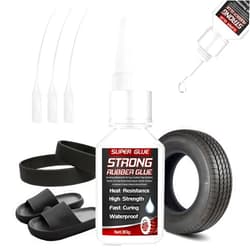 Mosconly Rubber Glue, 30g Super Glue for Rubber, Tires, Seals, Gaskets, Shoe Soles, Hose, Tire Adhesive Heavy Duty, Waterproof, with Anti-Clog Cap, Heat-Resistant (with 3 Droppers)