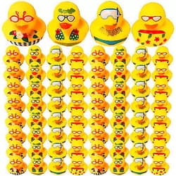 Honoson Summer Rubber Ducks Hawaiian Rubber Duckies 2 Inch Beach Rubber Ducky Bathtub Toys for Birthday Beach Theme Party Favor Decoration Shower Swimming Pool Games Gift Supplies, 4 Styles (24 Pcs)