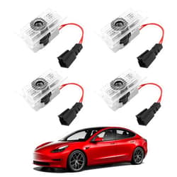 Farmogo for Tesla Car Door LED Logo Projector Puddle Lights Ultra-Bright Welcome Light 3D Laser Ghost Shadow Light Compatible with Tesla Model 3 S Y X Accessories(4 Pack)