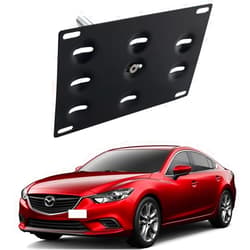 Dewhel Front Bumper Tow Hook License Plate Mount Bracket Holder Bolt On Compatible with 2014-up Mazda3 2014-up Mazda6 2013-up Mazda CX-5 2016-up Mazda MX-5