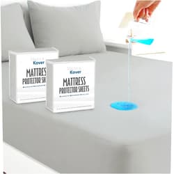 Magik & Kover Full Size Mattress Protector Waterproof Cover 2 Pack, Breathable Waterproof Bed Full fitted Sheet Only, Washable 14