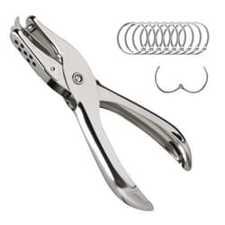 Oligei Single Hole Punch, 8 Sheet Capacity Hole Puncher, Paper Punch with 10P Binder Rings, Hole Puncher for Crafts, Scrapbooks (Silver)