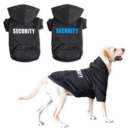 Otunrues Dog Hoodie Security Glow-in-The-Dark Dog Sweater Dog Sweatshirt Hooded Soft Brushed Fleece Dog Clothes with Dual Pocket Zip Puppy Dog Hoodie for Small Medium Large Dogs Cats, Black XXL
