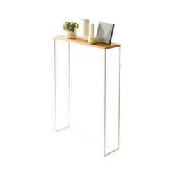 Yamazaki Home Modern Slim Console Table, Slim Narrow Accent Table for Entryway Or Living Room, Metal and Wood Skinny Hallway or Sofa Table Steel One Size White